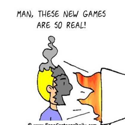 FUnny Realistic computer cartoon  with fire and game