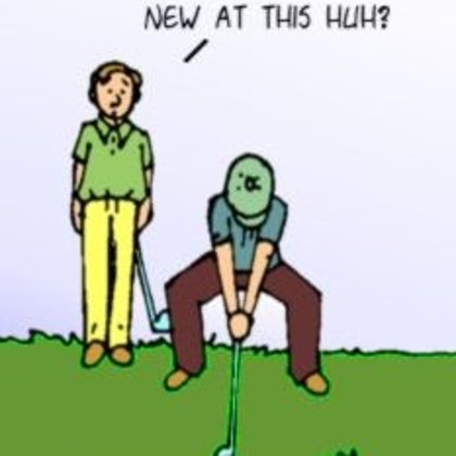 Funny Sports Cartoons- Golf Squating
