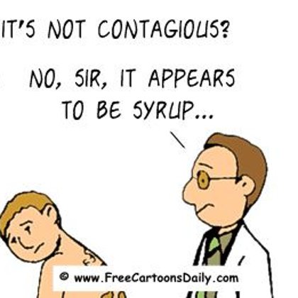 Funny Doctor Cartoon- It appers to be Syrup