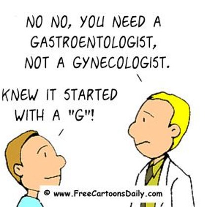 Funny Doctor Cartoon- I Knew it Started with a "G"!