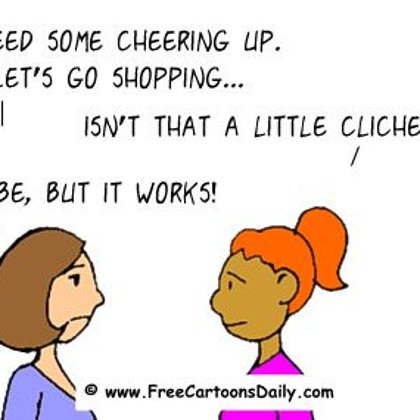 Funny Optimism Cartoon- Shopping allways cuts the deal