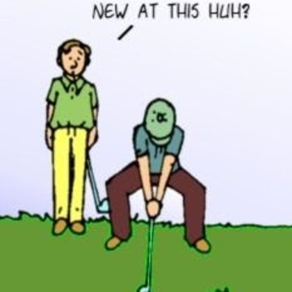 Funny Cartoon Meme-  Squat Golfing