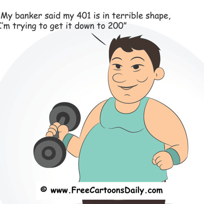 Retirement and weightlifting cartoons