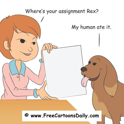 teacher - homework - - dog cartoon 