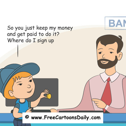funny bank cartoon and kids